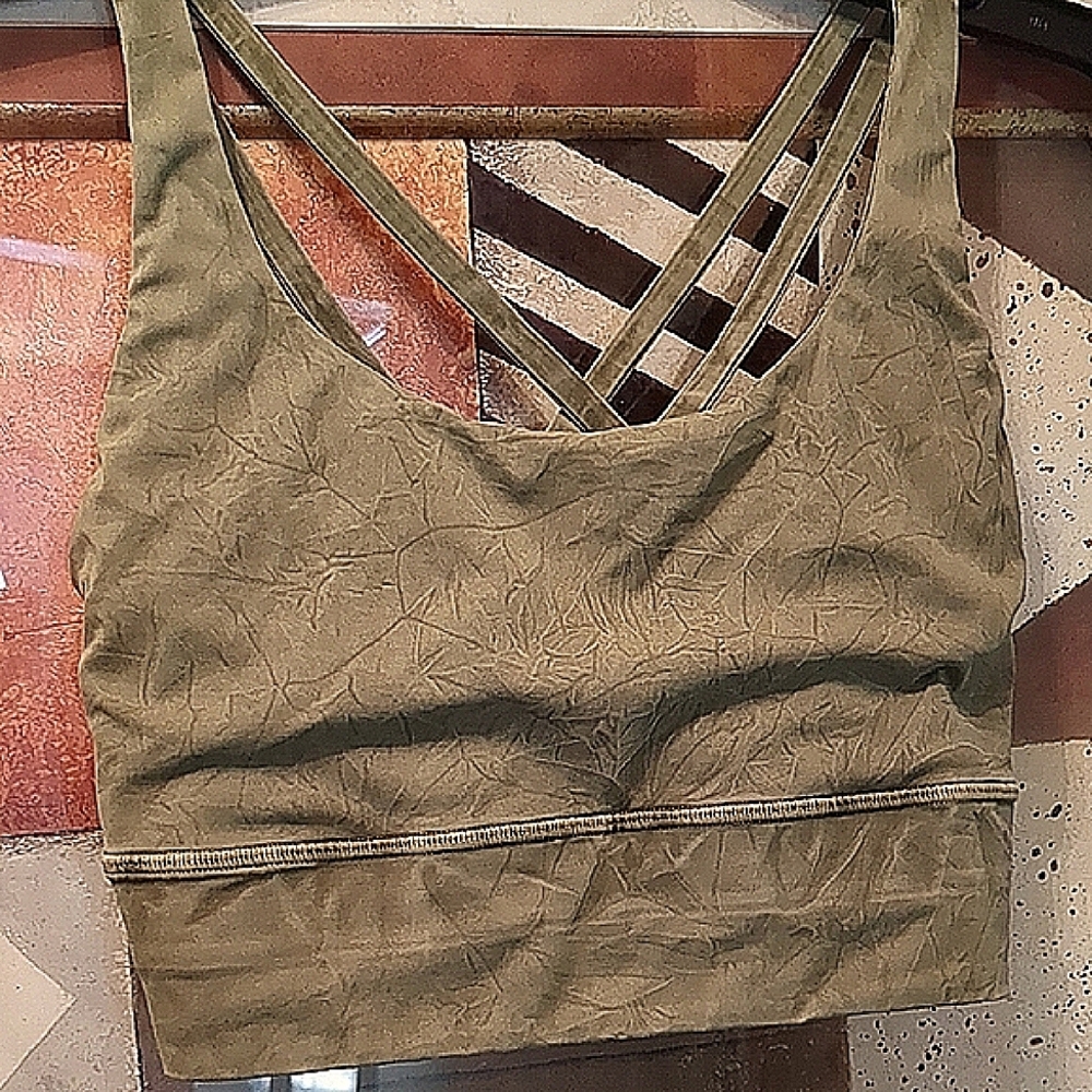 Lululemon Athletica Green Crop Top with Criss-Cross Straps